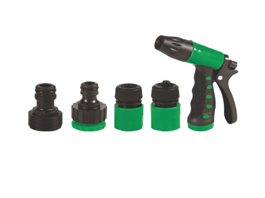 Set pistol de stropit cu conectori pentru furtun, 4 piese